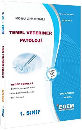 1. Sınıf 1. Yarıyıl Temel Veteriner Patoloji Konu Anlatımlı Soru Bankası - Kod 182 - 1