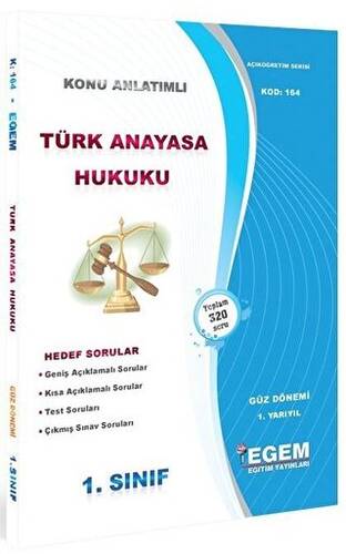 1. Sınıf 1. Yarıyıl Türk Anayasa Hukuku Konu Anlatımlı Soru Bankası - Kod 164 - 1