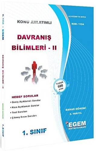 1. Sınıf 2. Yarıyıl Konu Anlatımlı Davranış Bilimleri 2 - Kod 1154 - 1