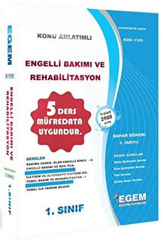 1. Sınıf 2. Yarıyıl Konu Anlatımlı Engelli Bakımı ve Rehabilitasyon - 1