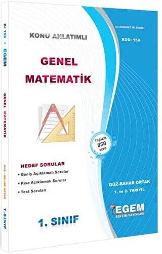 1. Sınıf Genel Matematik Güz Dönemi Konu Anlatımlı Soru Bankası - Kod 159 - 1