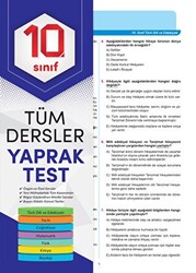 10. Sınıf Tüm Dersler Yaprak Test - 1