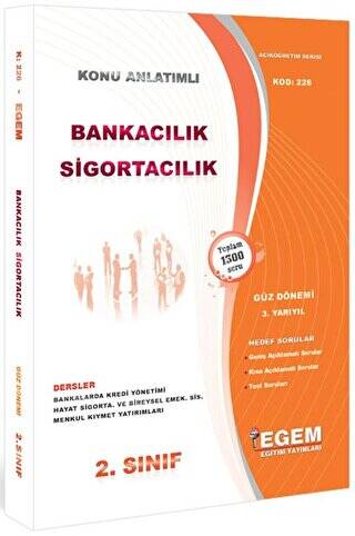 2. Sınıf 3. Yarıyıl Bankacılık Sigortacılık Konu Anlatımlı Soru Bankası - Kod 226 - 1