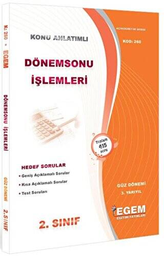 2. Sınıf 3. Yarıyıl Dönemsonu İşlemleri Konu Anlatımlı Soru Bankası - Kod 260 - 1