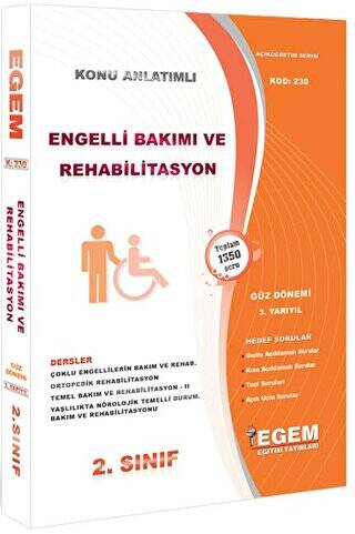 2. Sınıf 3. Yarıyıl Engelli Bakımı ve Rehabilitasyon Konu Anlatımlı Soru Bankası - Kod 230 - 1