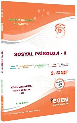 2. Sınıf 4. Yarıyıl Sosyal Psikoloji 2 Konu Anlatımlı Hedef Sorular - Kod 2265 - 1