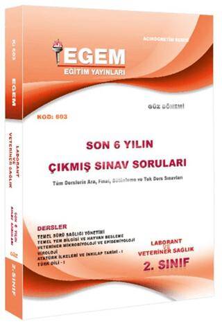 2. Sınıf Laborant ve Veteriner Sağlık Güz Dönemi Çıkmış Sınav Soruları 2012-2018 3. Yarıyıl 603 - 1