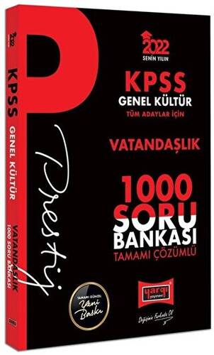 2022 KPSS Genel Kültür Vatandaşlık Prestij Seri Tamamı Çözümlü 1000 Soru Bankası - 1