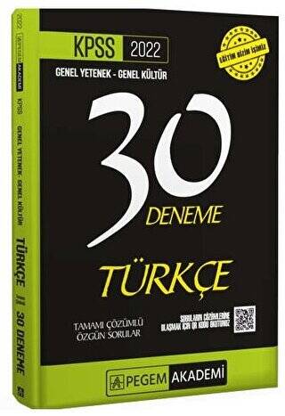 2022 KPSS Genel Yetenek - Genel Kültür Türkçe 30 Deneme - 1