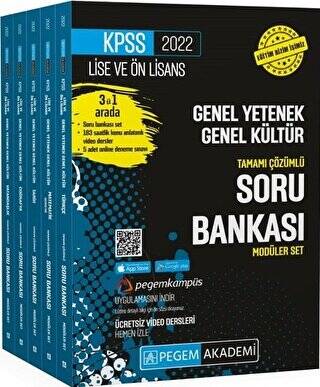 2022 KPSS Lise ve Önlisans Genel Yetenek Genel Kültür Tamam Çözümlü Soru Bankası Seti - 1