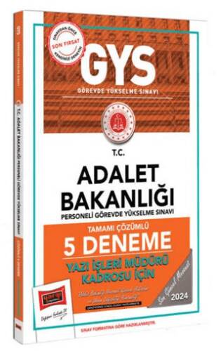 2024 GYS Adalet Bakanlığı Yazı İşleri Müdürü Kadrosu İçin Tamamı Çözümlü 5 Deneme - 1