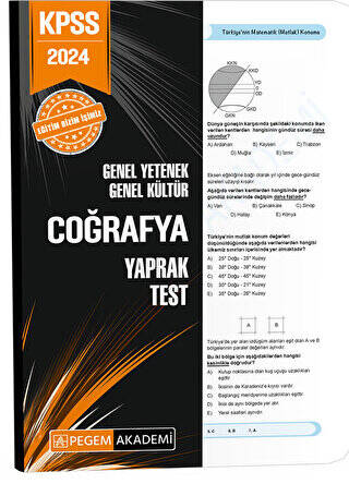 2024 KPSS Genel Yetenek Genel Kültür Coğrafya Yaprak Test - 1