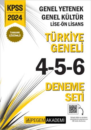 2024 KPSS Genel Yetenek Genel Kültür Lise-Ön Lisans Tamamı Çözümlü Türkiye Geneli Deneme Sınavı 4-5-6 3`lü Deneme Seti - 1