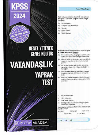 2024 KPSS Genel Yetenek Genel Kültür Vatandaşlık Yaprak Test - 1