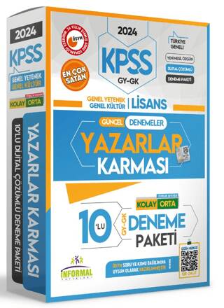 2024 KPSS Lisans Yazarlar Karması GY-GK Türkiye Geneli Kurumsal 10lu Dijital Çözümlü Paket Deneme - 1