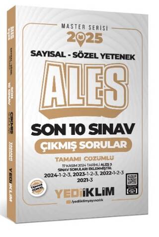 2025 ALES Master Serisi Sayısal - Sözel Yetenek Tamamı Çözümlü Son 10 Sınav Çıkmış Sorular ALES 3 Dahil - 1