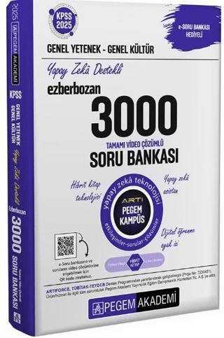 2025 KPSS Genel Yetenek Genel Kültür Ezberbozan 3000 Tamamı Çözümlü Soru Bankası - 1