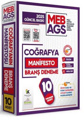 2025 MEB AGS Coğrafya Manifesto Branş Deneme Paketi 10lu Özgün Dijital Çözümlü - 1