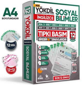 2025 YÖKDİL İngilizce Sosyal Bilimler ÖSYM Çıkmış Soru Tıpkı Basım Deneme Paketi 12li Türkiye Geneli - 1