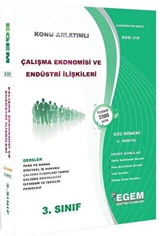 3. Sınıf 5. Yarıyıl Çalışma Ekonomisi ve Endüstri İlişkileri Konu Anlatımlı Soru Bankası Kod 316 - 1