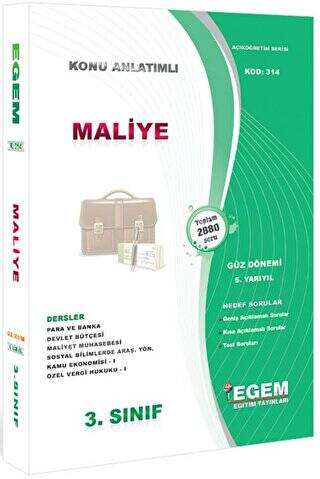 3. Sınıf 5. Yarıyıl Maliye Konu Anlatımlı Soru Bankası - Kod 314 - 1