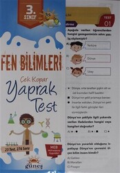 3. Sınıf Fen Bilimleri Çek Kopar Yaprak Test - 1