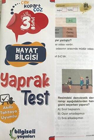 3. Sınıf Hayat Bilgisi Çek Kopart Yaprak Test - 1