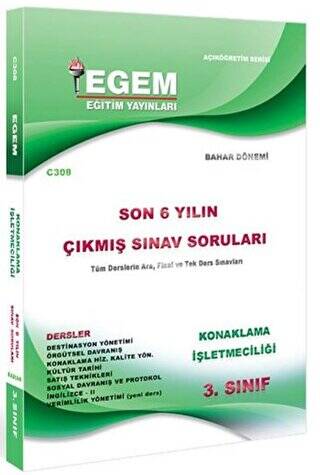 3. Sınıf Konaklama İşletmeciliği Son 6 Yılın Çıkmış Sınav Soruları - Kod C308 - 1