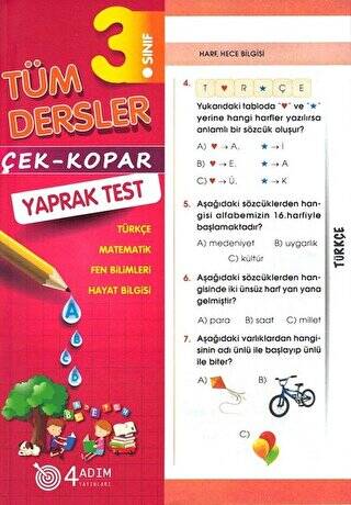 3. Sınıf Tüm Dersler Çek-Kopar Yaprak Test - 1