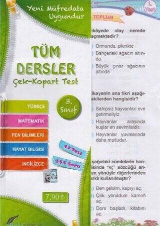 3. Sınıf Tüm Dersler Çek Kopart Yaprak Test - 1