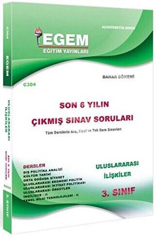 3. Sınıf Uluslararası İlişkiler Son 6 Yılın Çıkmış Sınav Soruları - Kod C304 - 1