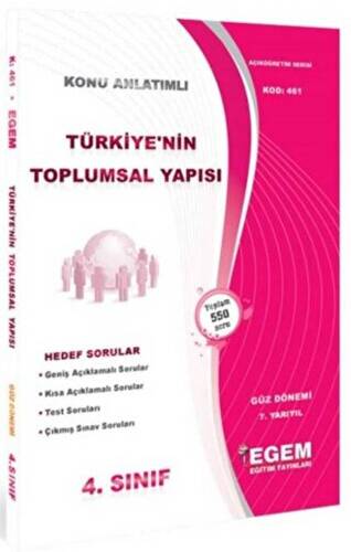 4. Sınıf 5. Yarıyıl Türkiye`nin Toplumsal Yapısı Konu Anlatımlı Soru Bankası Güz Dönemi - 1