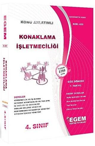 4. Sınıf 7. Yarıyıl Konaklama İşletmeciliği Hedef Sorular Kod 420 - 1