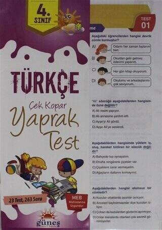 4. Sınıf Türkçe Çek Kopar Yaprak Test - 1