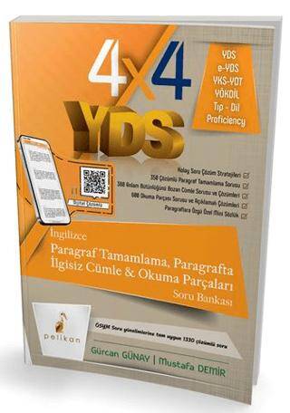 4x4 YDS Seti 2. Kitap Paragraf Tamamlama, Paragrafta İlgisiz Cümle ve Okuma Parçaları - 1