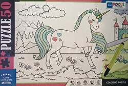 50 Parça Coloring Puzzle Cute Unicorn - Sevimli Tek Boynuzlu At - 1