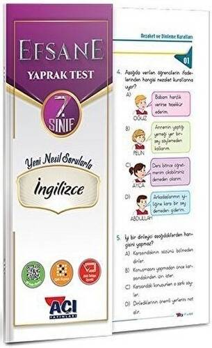 7. Sınıf İngilizce Efsane Çek Kopart Yaprak Test - 1