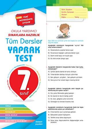 7. Sınıf Tüm Dersler Yaprak Test - 1