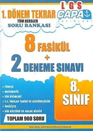 8. Sınıf LGS Tüm Dersler 1. Dönem Tekrar Soru Bankası 8 Fasikül + 2 Deneme - 1