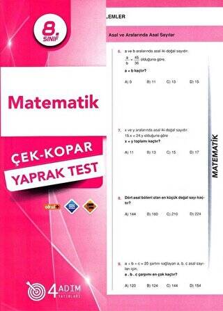 8. Sınıf Matematik Çek-Kopar Yaprak Test - 1