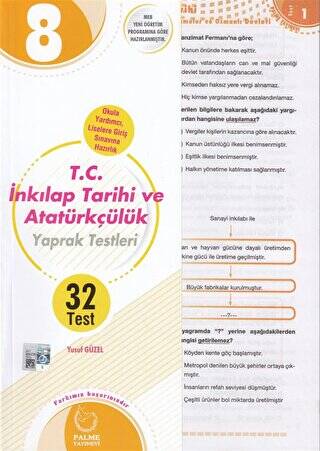 8. Sınıf T.C. İnkılap Tarihi ve Atatürkçülük Yaprak Test - 1