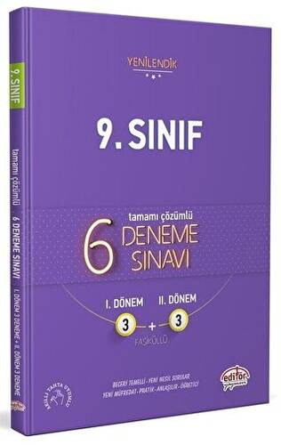 9. Sınıf Tamamı Çözümlü 6 Fasikül 3+3 Deneme Sınavı - 1