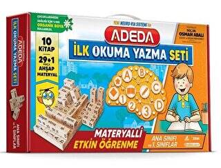 Adeda İlk Okuma Yazma Seti 10 Kitap - 29+1 Parça Ahşap Materyaller - 1