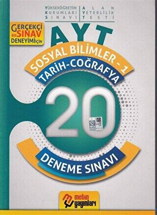 AYT Sosyal Bilimler 1 - Tarih Coğrafya 20 Deneme Sınavı - 1