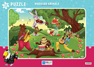 Blue Focus 130 Parça Puzzle - Müzisyen Hayvanlar Musician Animals - 1