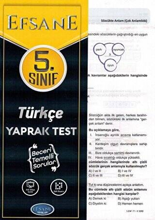 Efsane 5. Sınıf Türkçe Yaprak Test - 1