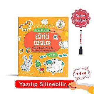 2- 4 Yaş Yaz Sil Eğitici Çizgiler Etkinlik Kitabı - 1