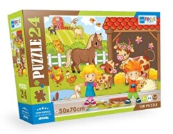 Farm Animals Çiftlik Hayvanları 24 Parça Yer Puzzle Blue Focus - 1