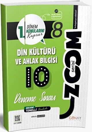 8. Sınıf Din Kültürü ve Ahlak Bilgisi 1. Dönem 10 lu Zoom Serisi Deneme Sınavı - 1