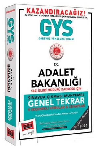 GYS Adalet Bakanlığı Yazı İşleri Müdürü Kadrosu İçin Genel Tekrar Kitabı - 1